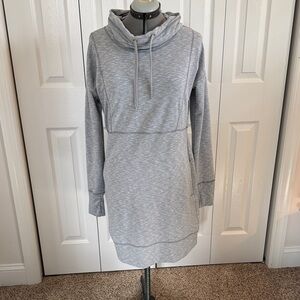 Athleta Gray Women's Funnel Neck Sweatshirt Dress with Pockets